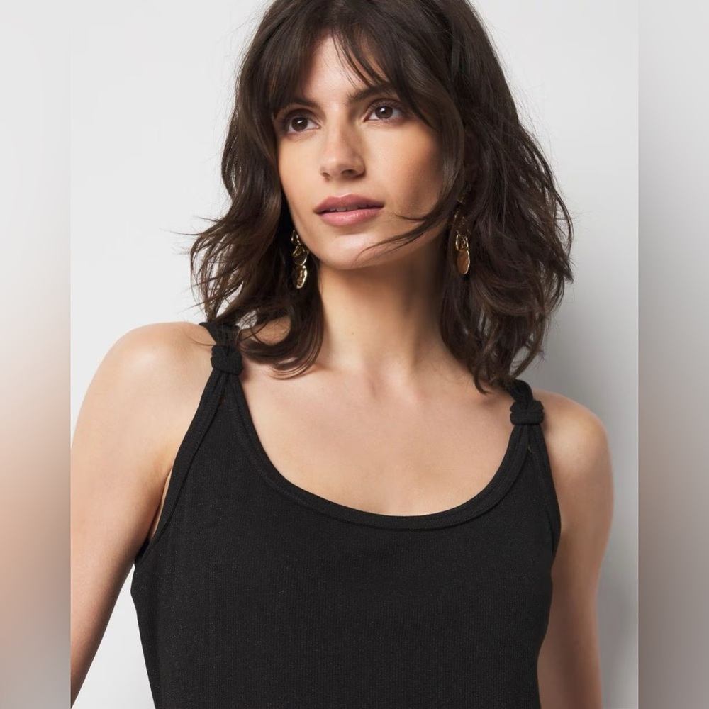Buy 2 - Get 1 FREE - 
Metallic Knotted Shoulder Tank